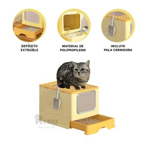 Arenero para Mascota de Color Amarillo Y+Papel de Regalo