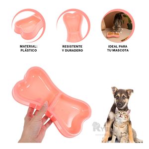 Plato Resistente para Pet Doble Rosado Y+Papel de Regalo