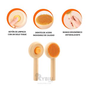 Cepillo para Perros y Gatos Quita Pelusa Naranja Y+Stickers