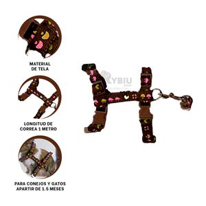 Arnes de Paseo para Conejo en Color Marron Y+Papel de Regalo