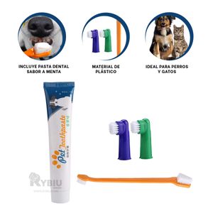 Kit Dental de Limpieza Mascotas Multicolor Y+Papel de Regalo
