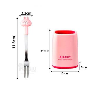Tenedor Minimalista Diseño de Conejo Rosado Y+Agendita