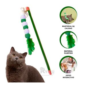 Varita para Gatos con Diseño de Bolitas en Color Verde