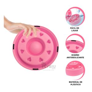 Plato Duradero Circular en Color Rosado Y+Stickers