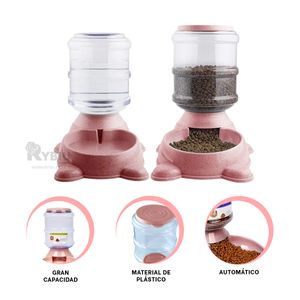 Bebedero Canino con Bidon de Plastico en Rosado Y+Stickers