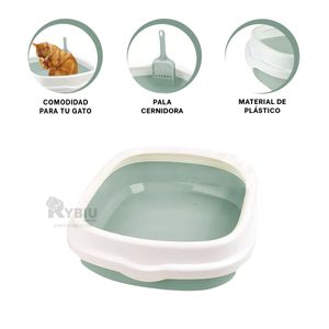 Arenero para Felino Moderno 48x40x12.5 Verde Y+Stickers