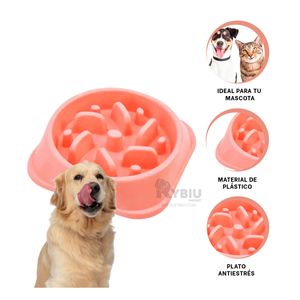 Plato Pet Antiestres Cuadrado Moderno de Color Rosado