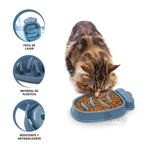 Plato para Mascota Eficaz de Color Azul Y+Papel de Regalo