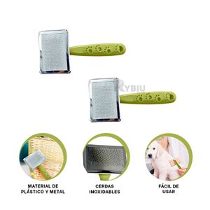 Peineta Mascotas con Puntas de Metal Suave Talla S Verde