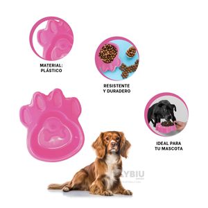 Plato para Mascotas en Forma de Hueso Pequeño Color Rosado