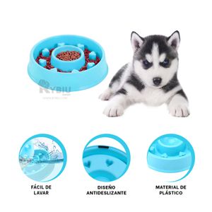 Plato Antiestres Circular para Mascotas en Color Celeste