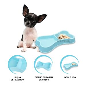 Plato Resistente para Pet Doble Celeste Y+Papel de Regalo