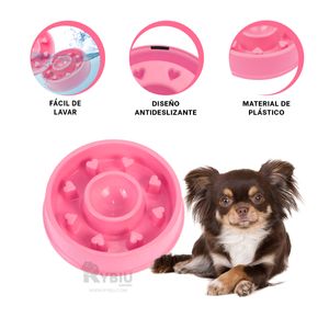 Plato Antiestres Circular para Mascotas en Color Rosado
