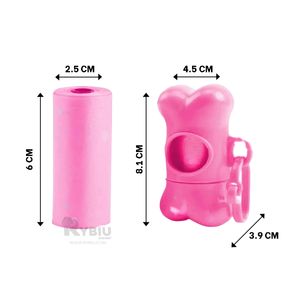 Set de 5 Bolsas Desechables para Popo de Mascotas en Rosado