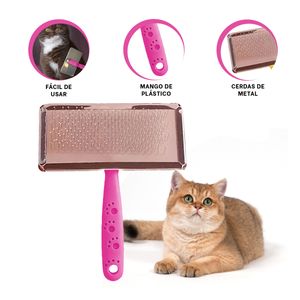 Peine Pet Puntas de Metal y Plastico en Color Fucsia Talla L