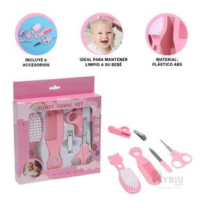 Kit para Bebe con 6 Accesorios Tono Rosado Y+Papel de Regalo