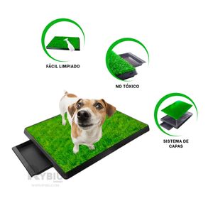 Baño Cesped Artificial para Perro Talla M Negro