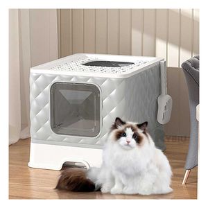 Arenero de Gato con Bandeja Extraible y Pala Cernidora Plomo