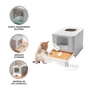 Arenero de Gato con Bandeja Extraible y Pala Cernidora Plomo