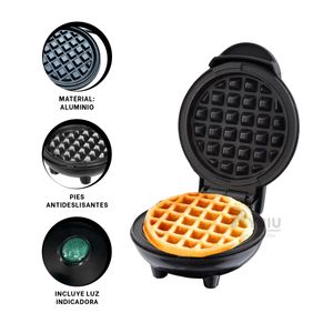 Mini Waflera Portatil de Facil Uso Negro Y+Papel de Regalo