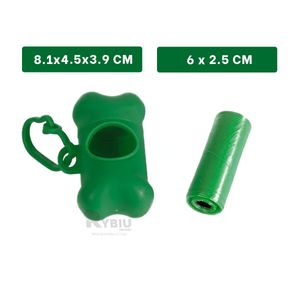 Set de 5 Bolsas Desechables para Popo de Mascotas Tono Verde