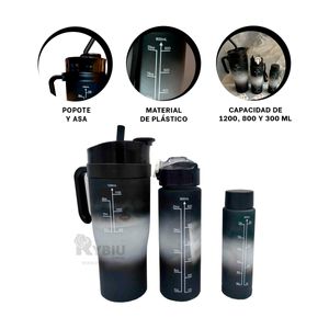 Tomatodo Trio 1200 ml 800 ml 300 ml Sticker 2D en Negro