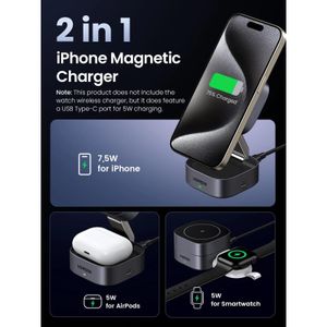 Cargador Inalámbrico Magnético Ugreen Plegable 2 en 1 W526 - 35278