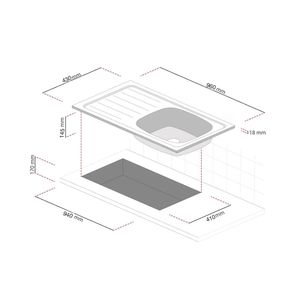 Lavadero Luxo 1 poza con accesorios 96x43 Splendid