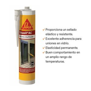 Silicona para vidrios Sikasil AC transparente 280ml