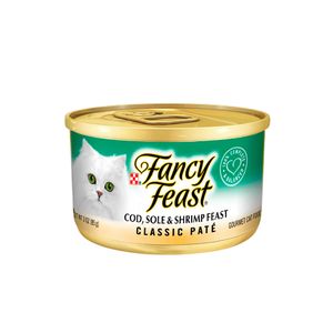 FANCY FEAST COMIDA HUMEDA PARA GATO SABOR CLASICO PESCADO Y CAMARON 85 GR 6 UN