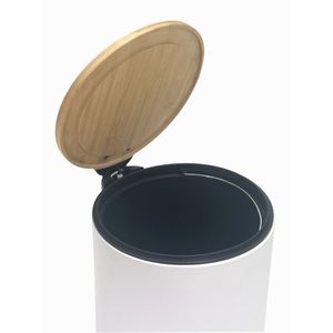 Papelera Orange 5L con tapa Bamboo Blanco