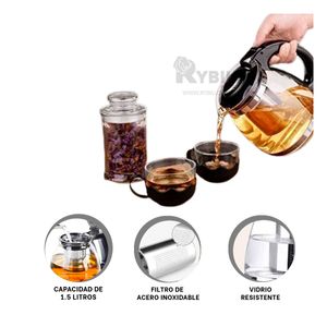 Tetera Resistente con Filtro de 1.5 L en Negro Y+Agendita