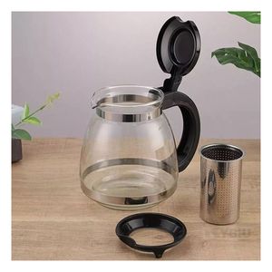 Tetera Elegante de Vidrio con Filtro Negro 1.5 Lt