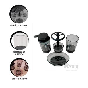 Set Duradero de 4 Piezas Perfecto en Color Negro Y+Stickers