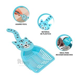 Pala Cernidora con Diseño Versatil para Gato en Color Azul
