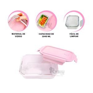 Taper para Almacenar de Tono Rosado 1040ml Y+Papel de Regalo