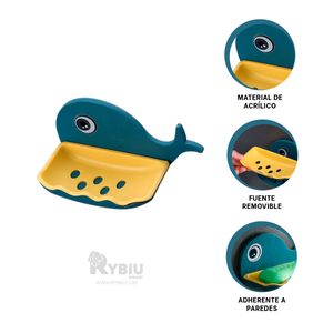 Jabonera para la Familia Practica de Color Azul Y+Stickers
