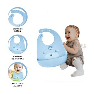 Babero Resistente al Agua para Bebe en Celeste Y+Stickers
