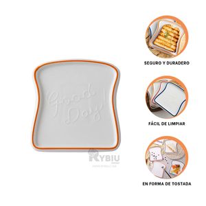 Plato con Diseño de Pan Tostada en Color Naranja Y+Agendita