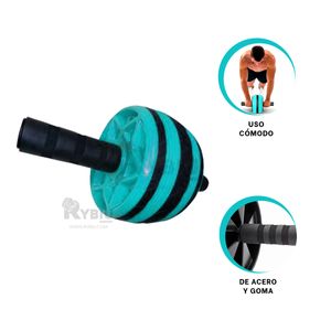 Rueda Practio para Abdominales en Tono Celeste Y+Stickers