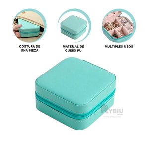 Mini Joyero Portatil Ligero de Cuero de Color Verde