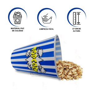 Cubeta de Envase para Palomitas de Color Azul Y+Stickers