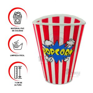 Cubeta Vaso Popcorn Versatil Delgado de Color Rojo