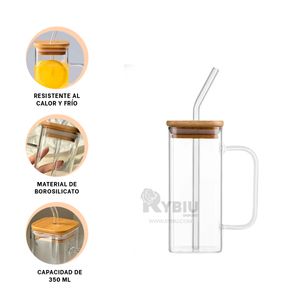 Vaso con Tapadera en Transparente 350ml Y+Stickers
