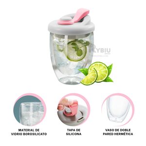 Vaso de Silicona para Beber Rosado 350ml Y+Papel de Regalo