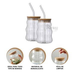 Vaso con Tapa y Cañita en Transparente Y+Papel de Regalo