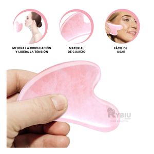 Gua Sha de Cuarzo para Rostro Rosado Claro Y+Papel de Regalo