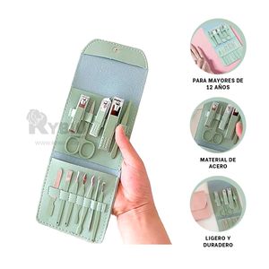 Set Completo de Manicure en Color Verde Y+Papel de Regalo
