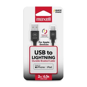 Cable Trenzado Usb-A A Lightning 2m Negro Maxell