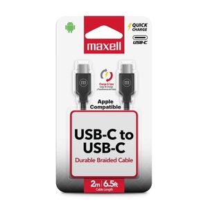 Cable Trenzado Usb-C a Usb-C 2m Negro Maxell
